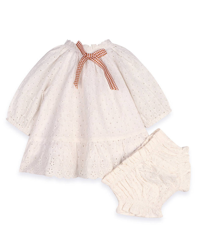 Solene Schiffli Lace Baby Dress & Bloomer