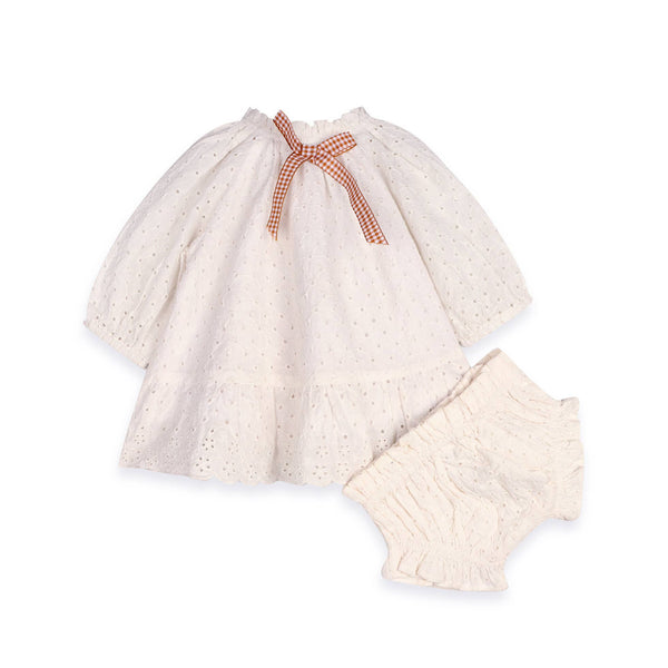 Solene Schiffli Lace Baby Dress & Bloomer