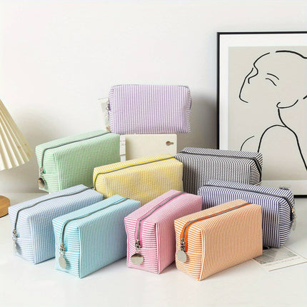 Personalized Striped Cosmetic Bag
