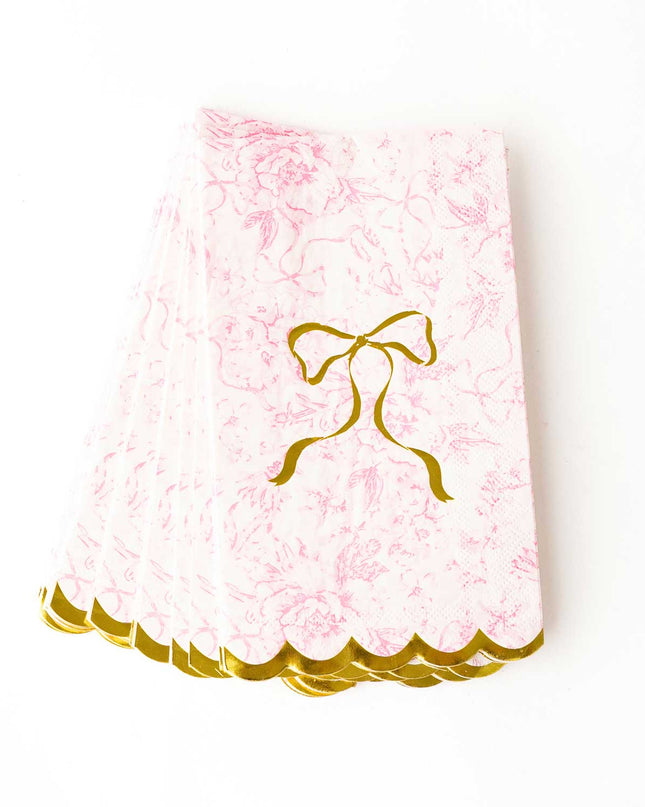 Pink Bow Toile Paper Guest Towel Packs