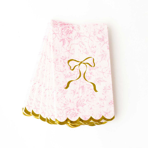 Pink Bow Toile Paper Guest Towel Packs