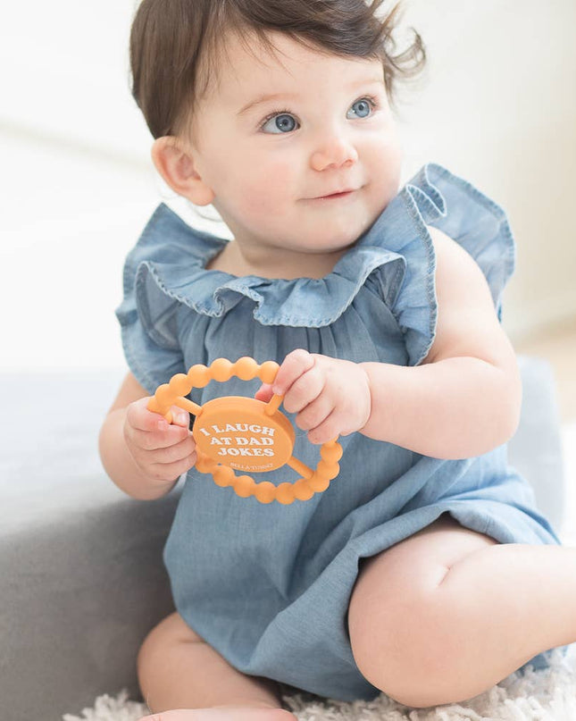I Laugh at Dad Jokes Happy Teether