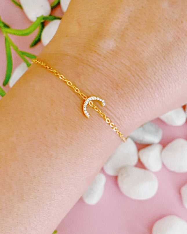 Dainty Sparkle Initial Bracelet