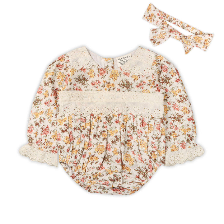 Florecita Floral Baby Romper & Headband Set