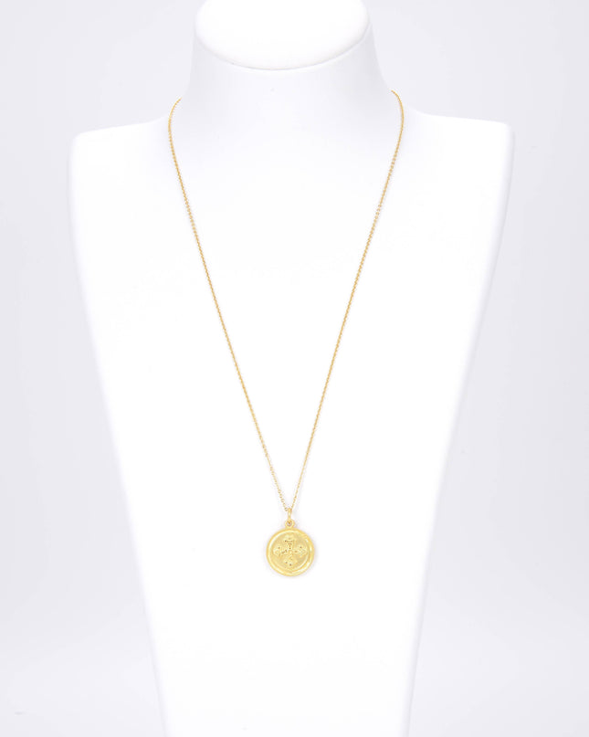 Gold Filled Round Cross Medallion Charm Pendant, CP752