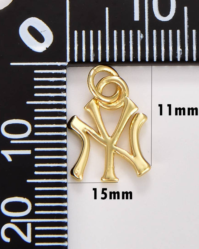 Gold Filled New York Initial Fan Charm, NY Baseball CP1669