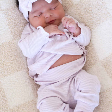 Barely Orchid Bamboo Waffle Knit Large Bow Headwrap