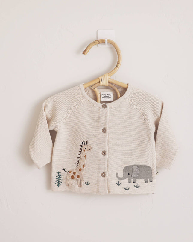Animal Safari Embroidered Baby Cardigan Sweater