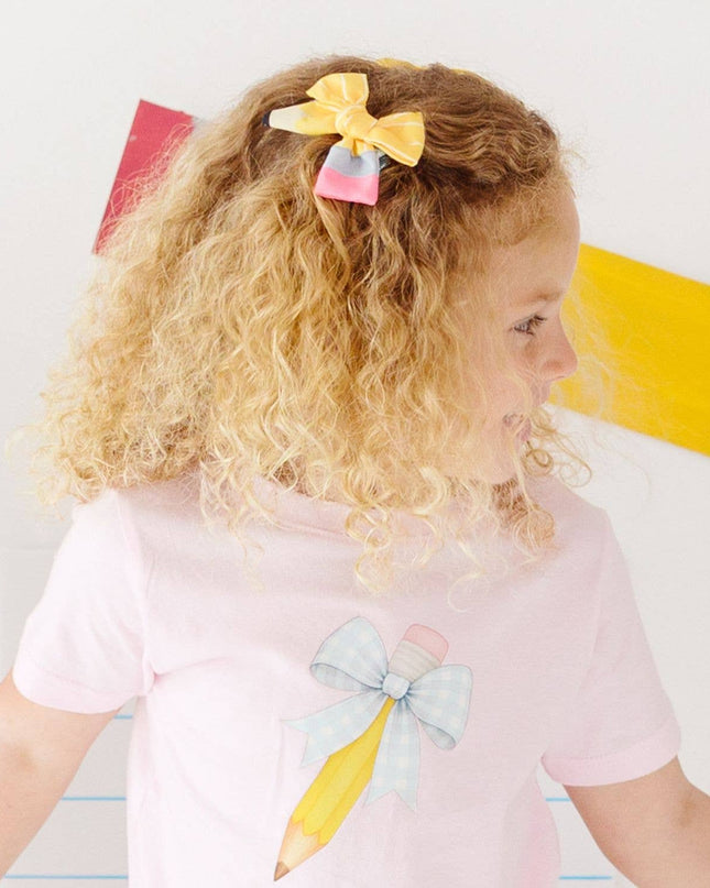 School Days Pencil Bow Clip Set - Back To School - Hair