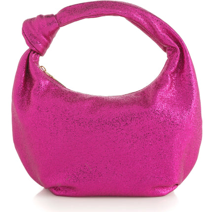 CHRISSY KNOTTED METALLIC TOP HANDLE BAG