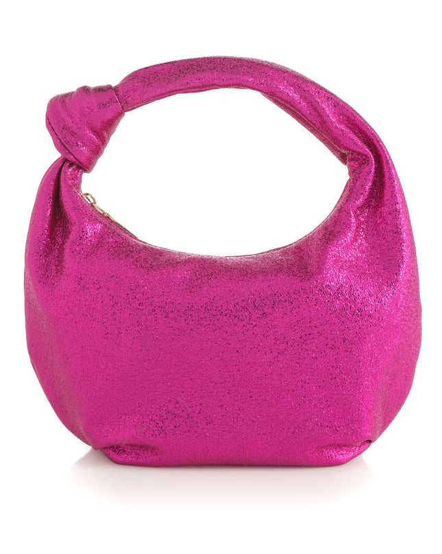 CHRISSY KNOTTED METALLIC TOP HANDLE BAG