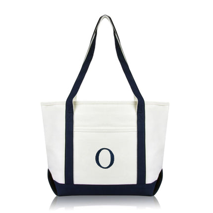 Personalized Black Tote Bag with Initial