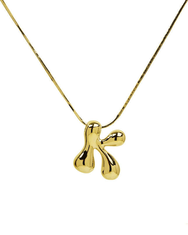 Initial Balloon Waterdrop 18K Gold Necklace