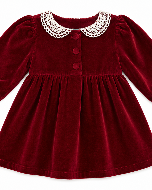 Red Velvet Long Sleeve Baby Girl Dress