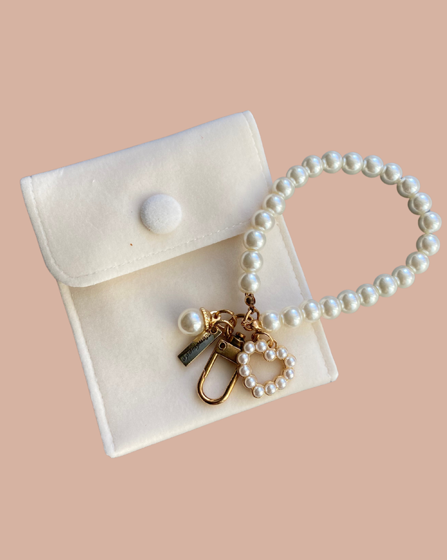 Faux Pearl KeychainFaux, AirPods Case Chain: Wrist Heart