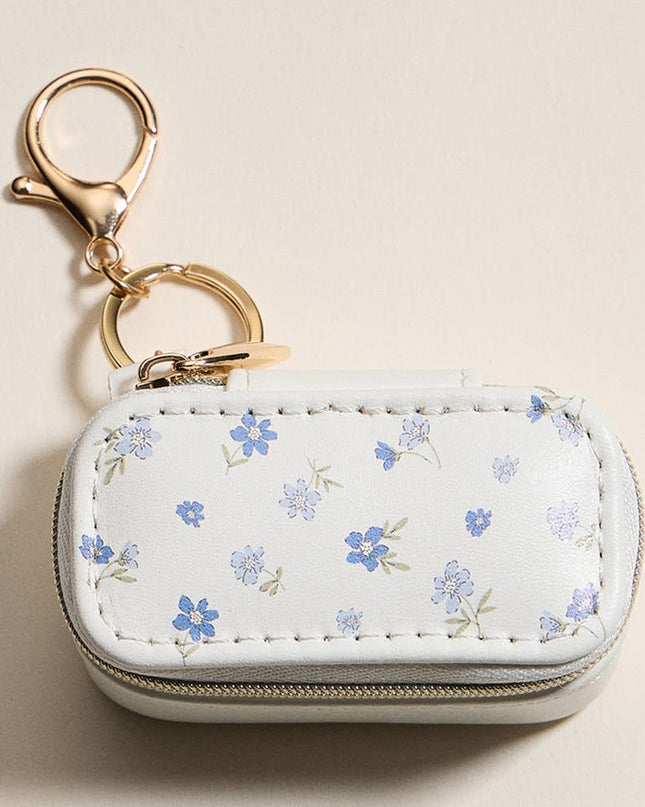 Floral Pattern Printed Travel Jewelry Case