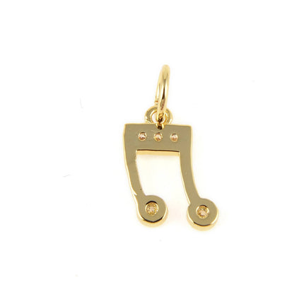 Gold Filled Music Note Charm Pendant CZ Micro Pave, CP411