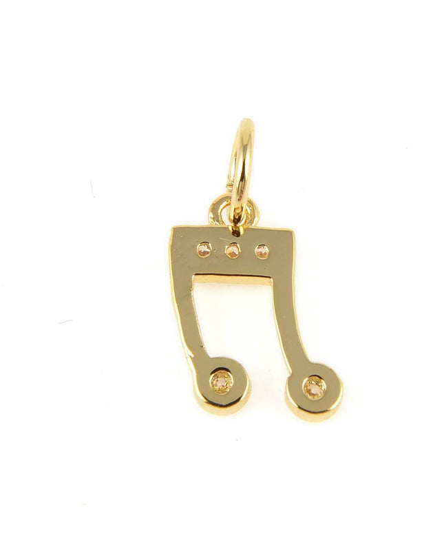 Gold Filled Music Note Charm Pendant CZ Micro Pave, CP411
