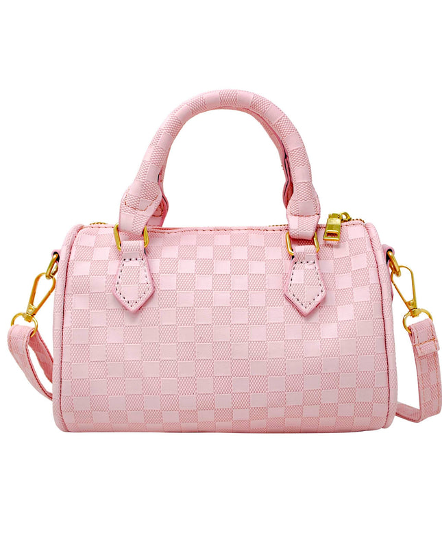 Checkered Canvas Duffle Handbag