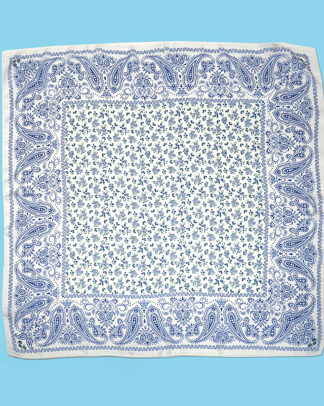 Large Floral Toile Print Bandana Scarf