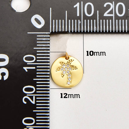 Gold Filled Dainty Palm Tree Charm CZ Micro Pave, CP1840