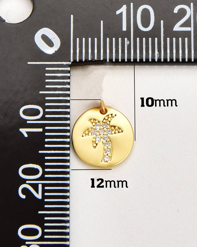 Gold Filled Dainty Palm Tree Charm CZ Micro Pave, CP1840