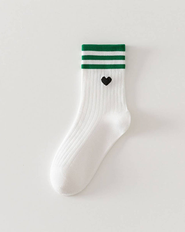 Hearts Printed Crew Socks