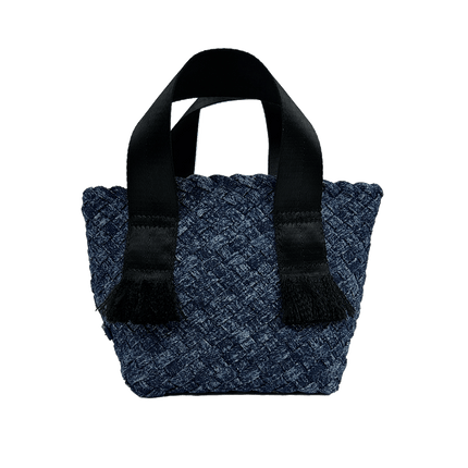 Dora Small Woven Denim Tote w/ Crossbody Strap