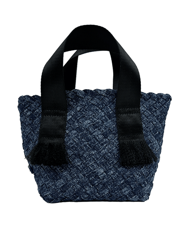 Dora Small Woven Denim Tote w/ Crossbody Strap