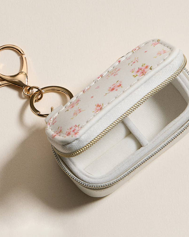 Floral Pattern Printed Travel Jewelry Case