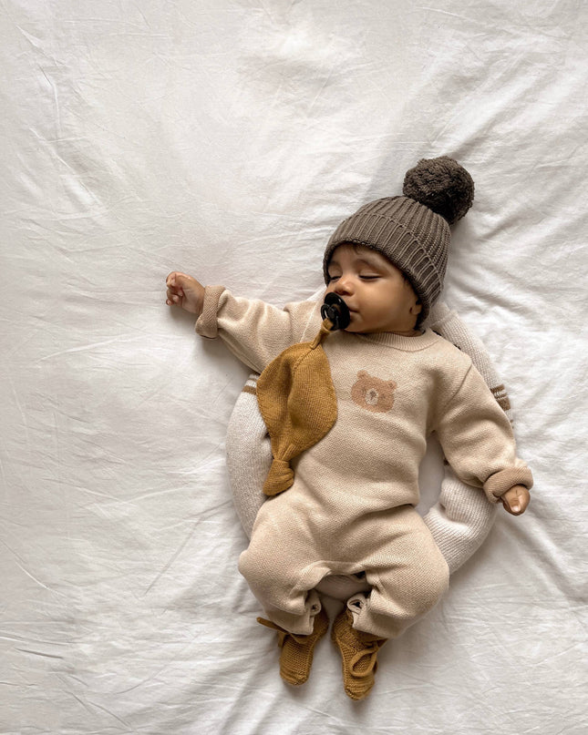 Luna + Luca Bear Jacquard Jumpsuit - Beige