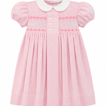 Smocked Corduroy Pink Baby Girl Dress