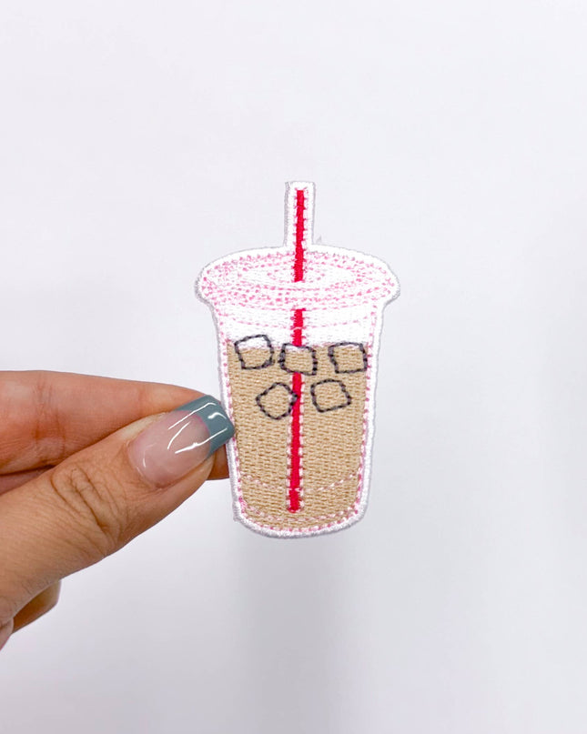 Iced Coffee Glitter Embroidery Patch 