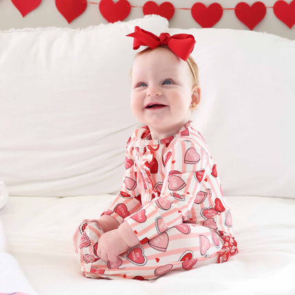 Girls Sweet Like Candy Ruffle Zipper Footie