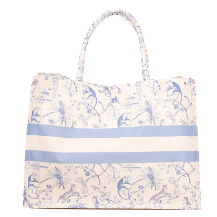 Borneo Classic Tote   White/Blue   19x14x7.5