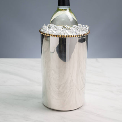 Personalized Gold Beaded Double-Wall SS Bottle Holder