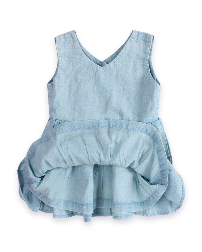 River Soft Denim Washed Baby Dress + Bloomer (Organic)