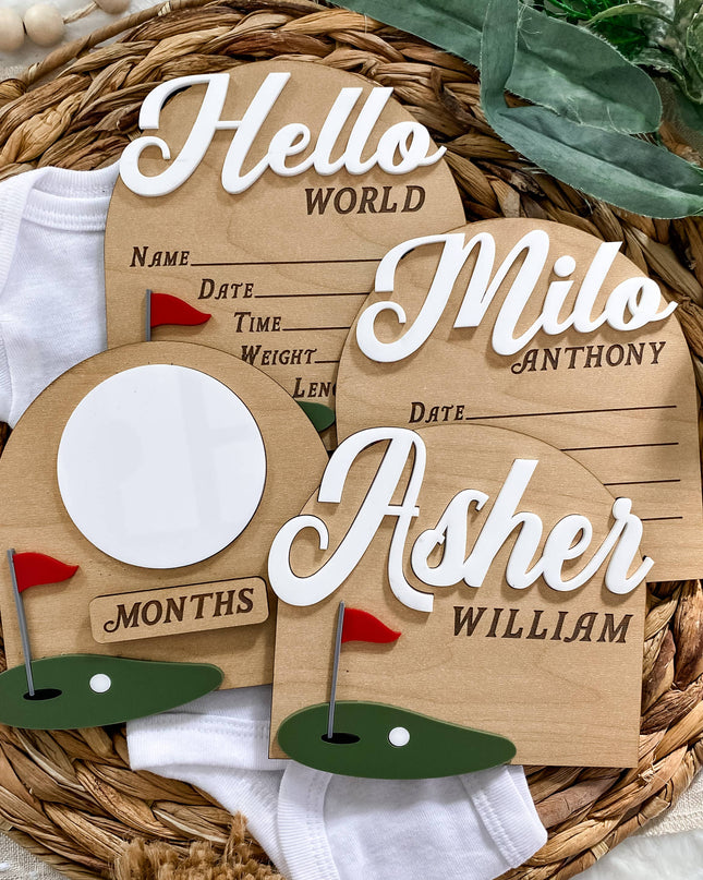 Hello World Birth Stat Sign - Golf