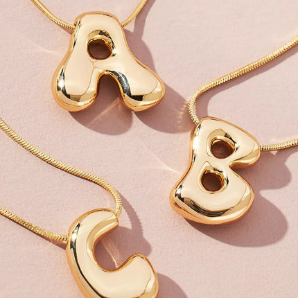 Initial Balloon Waterdrop 18K Gold Necklace