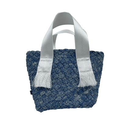 Dora Small Woven Denim Tote w/ Crossbody Strap