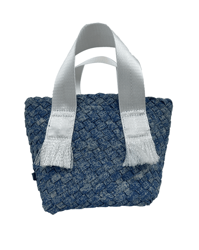 Dora Small Woven Denim Tote w/ Crossbody Strap