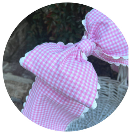 Custom Gingham Bow with Trim