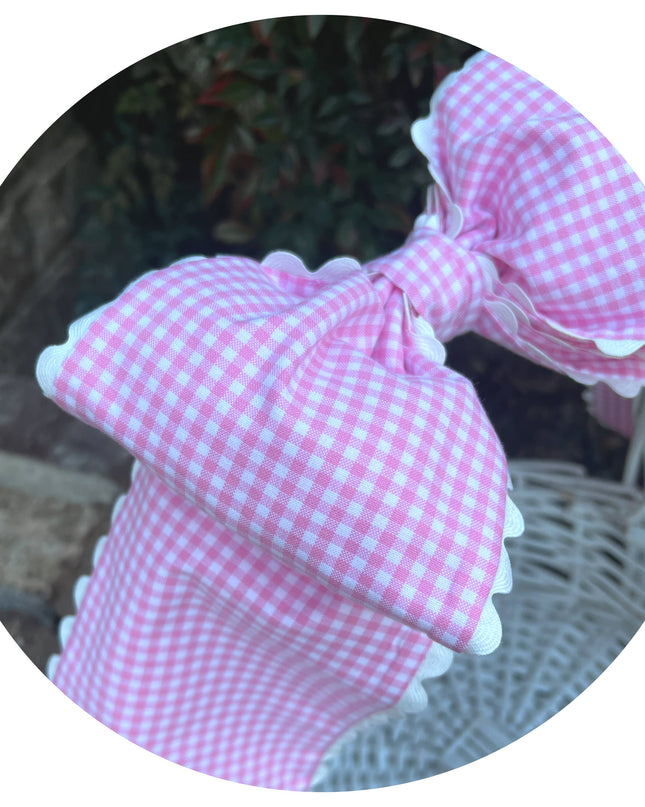 Custom Gingham Bow with Trim