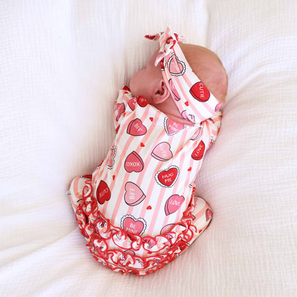 Girls Sweet Like Candy Ruffle Zipper Footie