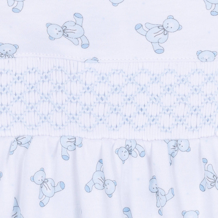 Baby's Teddy Smocked Footie - Light Blue