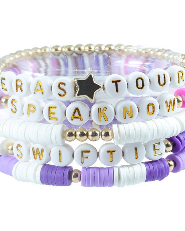 5PCS COLORED LETTER MULTI-LAYER BEADED BRACELET_CWAJE0711