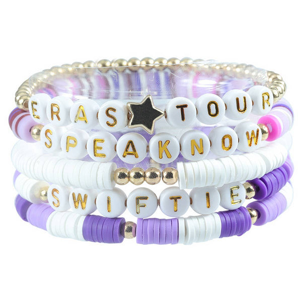 5PCS COLORED LETTER MULTI-LAYER BEADED BRACELET_CWAJE0711