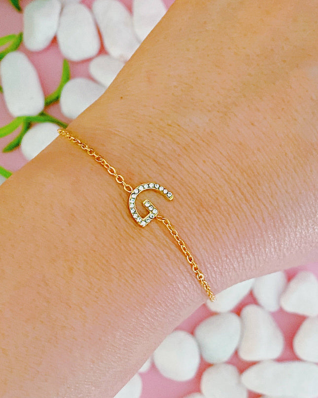 Dainty Sparkle Initial Bracelet