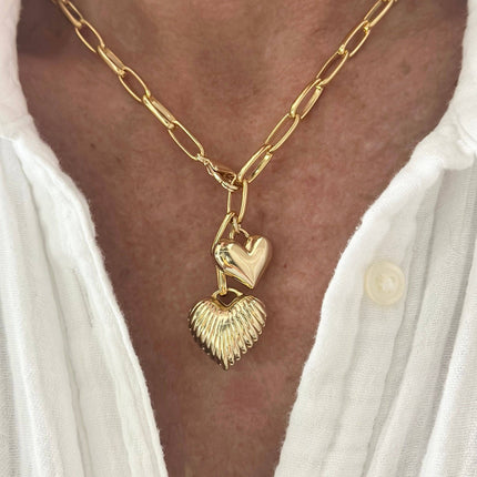 Gold Puffy Hearts Necklace