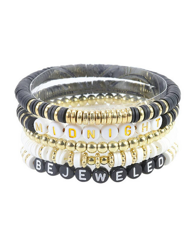 5PCS COLORED LETTER MULTI-LAYER BEADED BRACELET_CWAJE0711